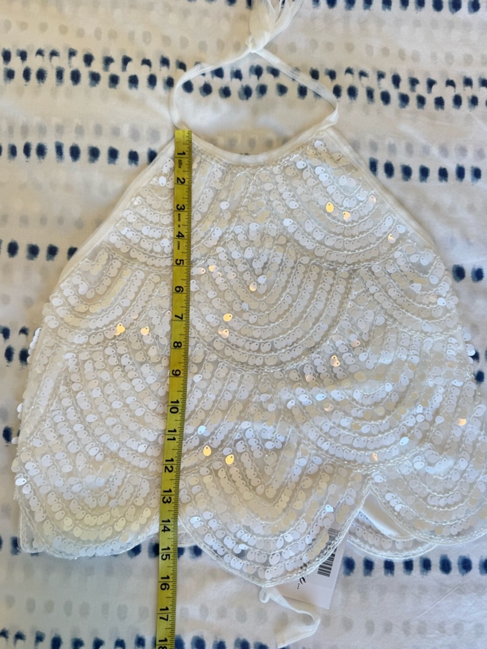 12th Tribe Cleo White Sequin Halter Tie Top - Size L - Picture 10 of 10